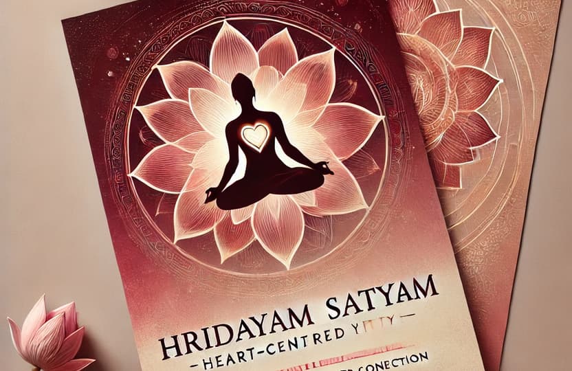 DALL E 2025 02 01 09 56 39 A serene and heart centered yoga themed flyer with warm soothing colors like soft pinks deep reds and gentle golds The design features a subtle lo